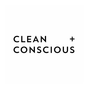 Clean and Conscious Logo in black writing on a white background