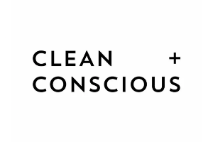 Clean and Conscious Logo in black writing on a white background