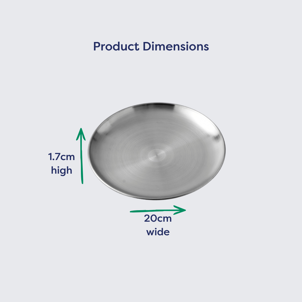 20cm Stainless Steel Kids Plate