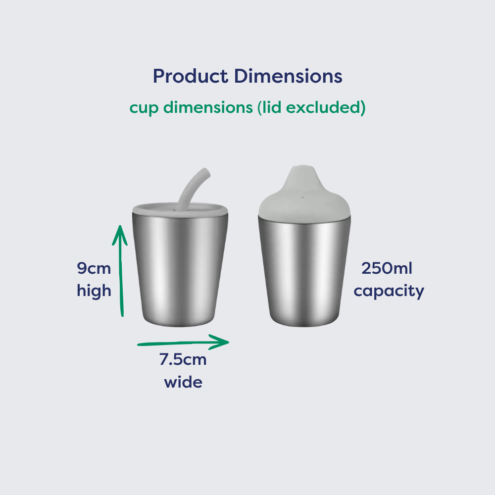 Stainless Steel Double walled 250ml cup - Sip and Straw top