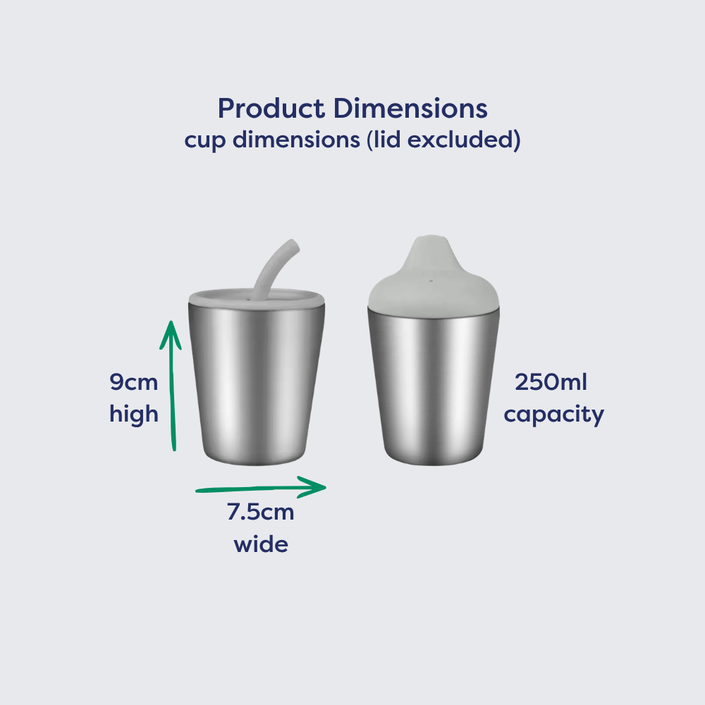 Stainless Steel Double walled 250ml cup - Sip and Straw top