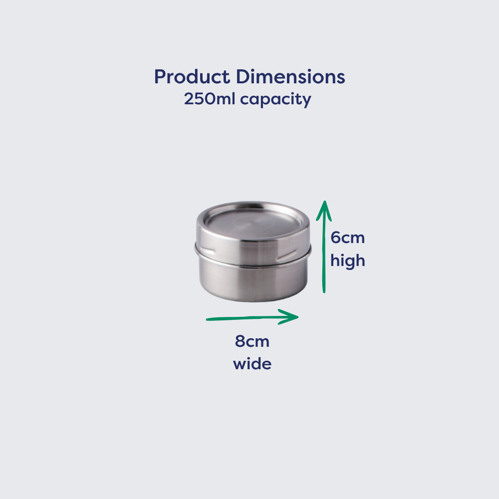 Medium Round Stainless Steel Container 250ml