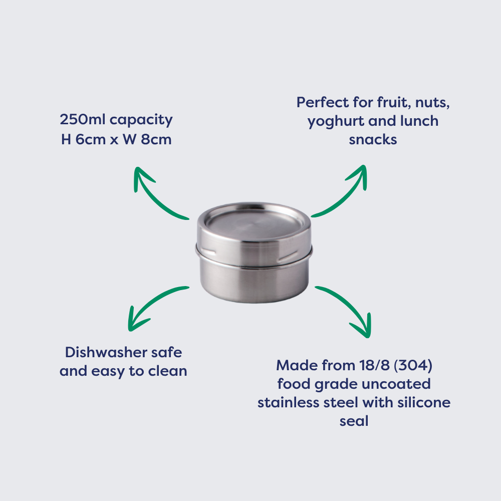 Medium Round Stainless Steel Container 250ml