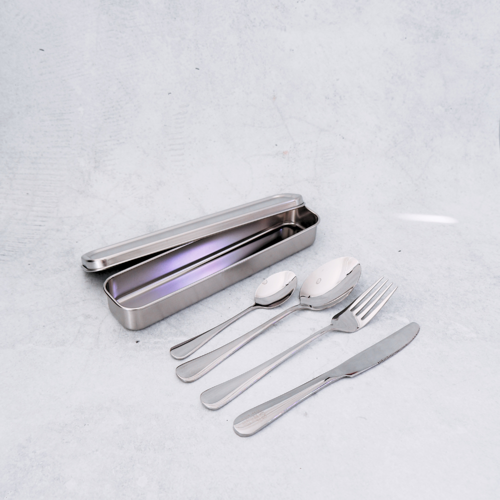 Stainless Steel Single Set Cutlery in Tin