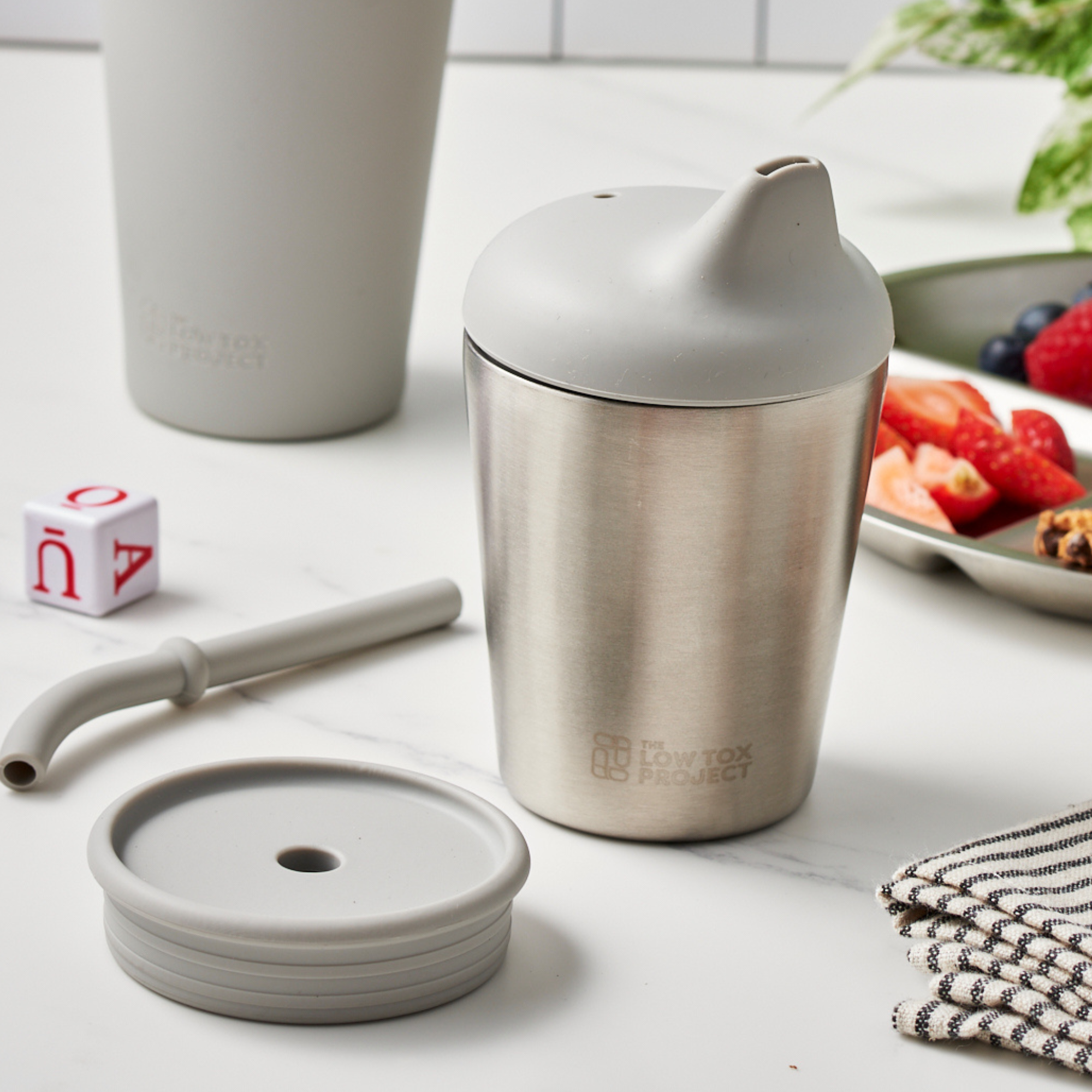 Sippy cup with straw top stainless steel with sip top