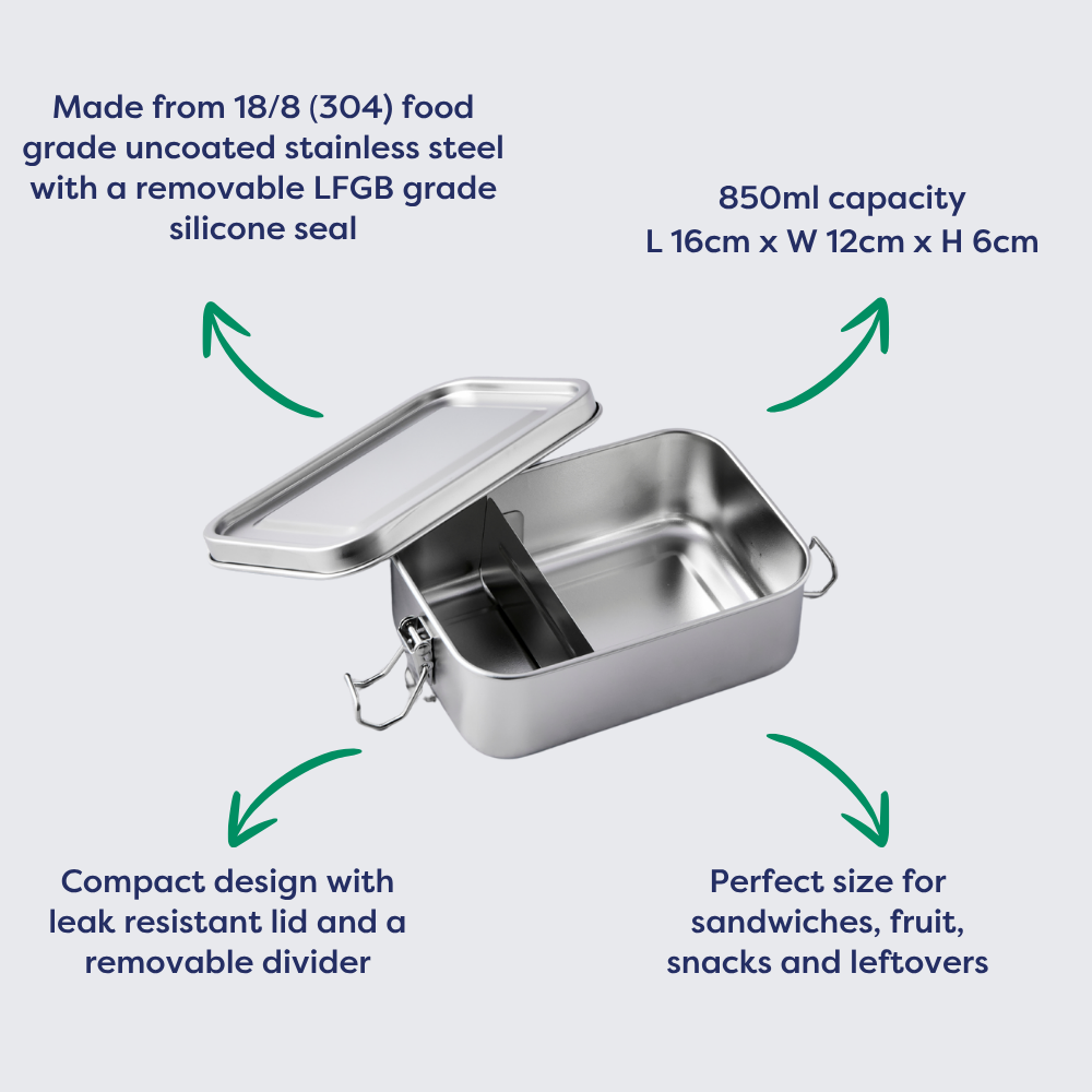 Medium Stainless Steel Lunch Box 850ml