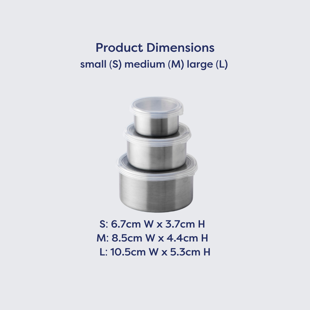 Stainless Steel Container Set with Clear Silicone Lid (3 piece set)