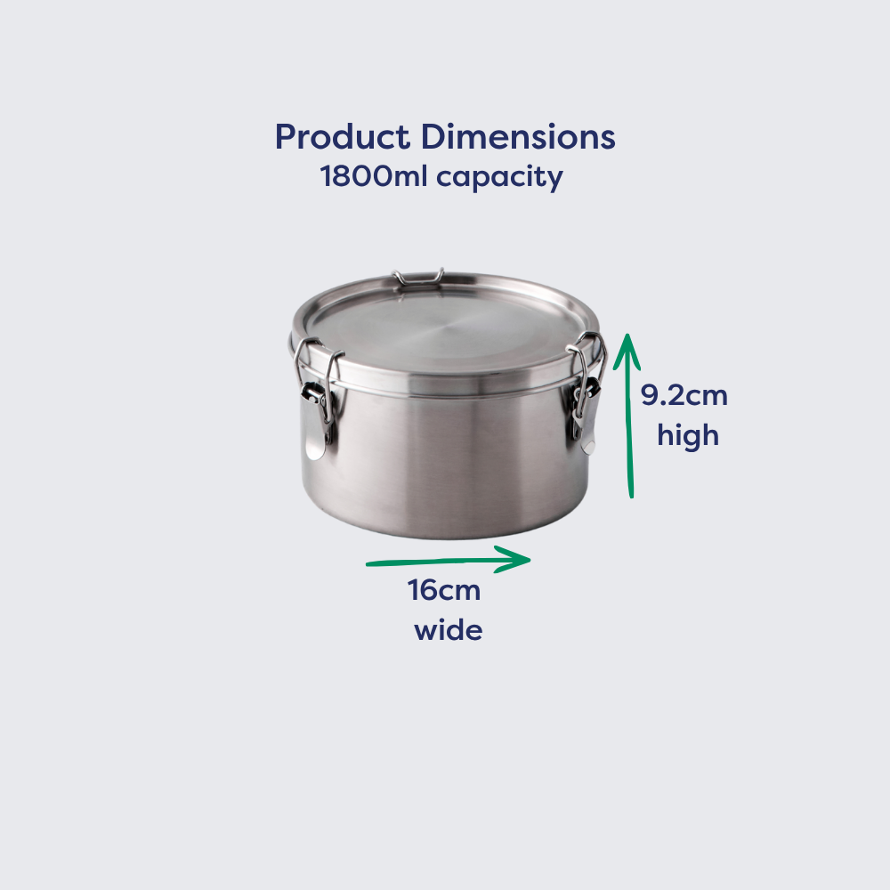 Stainless Steel Lunch Box Round 1800ml