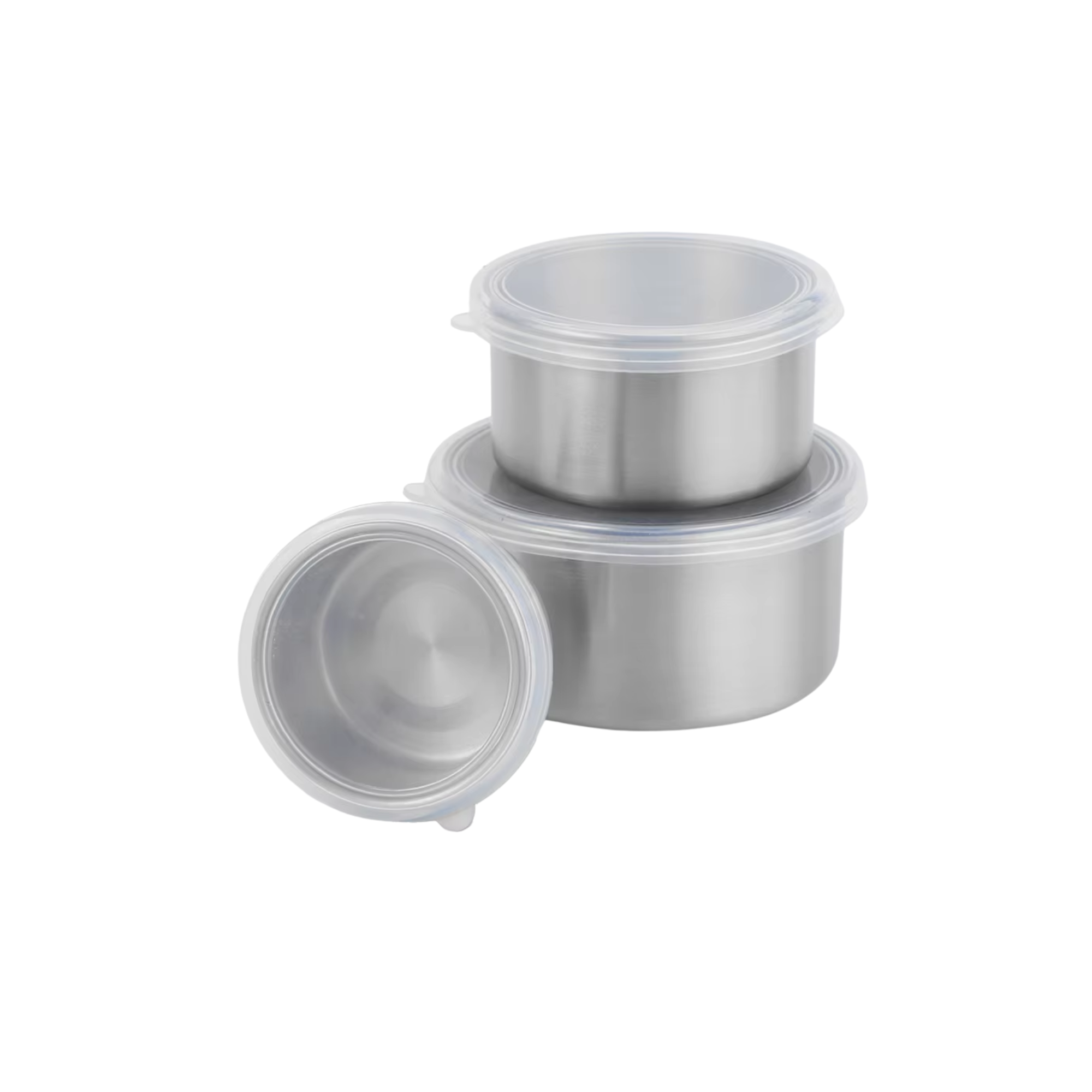 Stainless Steel Container Set with Clear Silicone Lid (3 piece set)